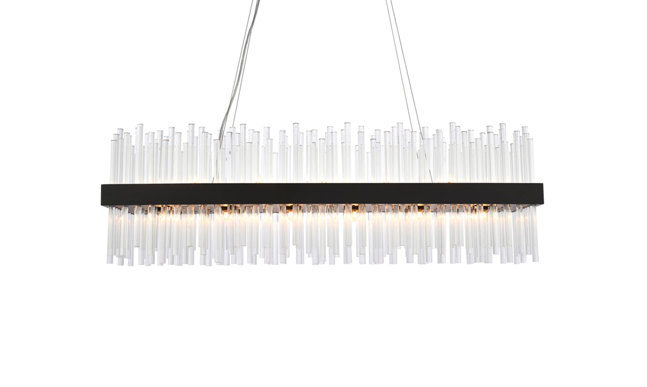 Elegant Lighting 3000G42BK Dallas 42 inch rectangle crystal pendant in black Elegant Lighting 3000G42BK Dallas 42 inch rectangle crystal pendant in black