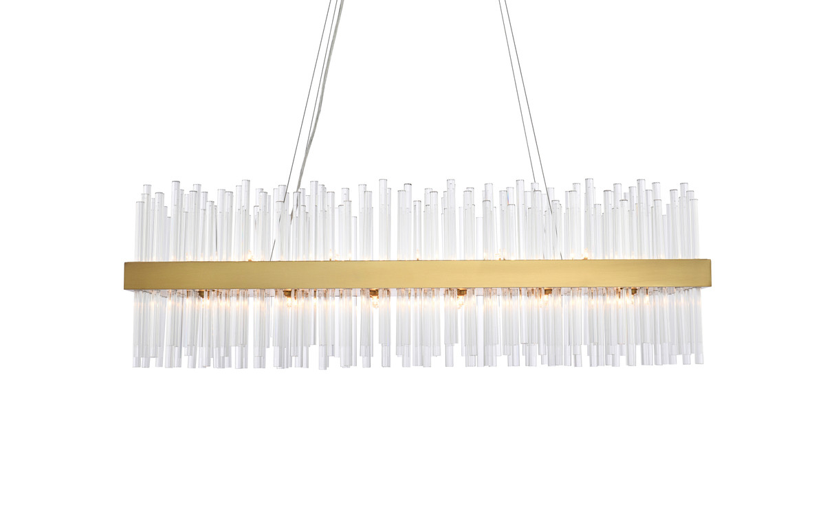 Elegant Lighting 3000G42SG Dallas 42 inch rectangle crystal pendant in satin gold