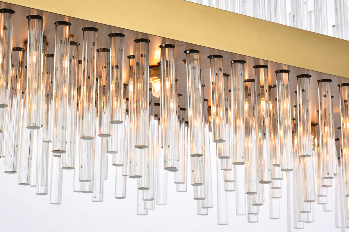Elegant Lighting 3000G42SG Dallas 42 inch rectangle crystal pendant in satin gold