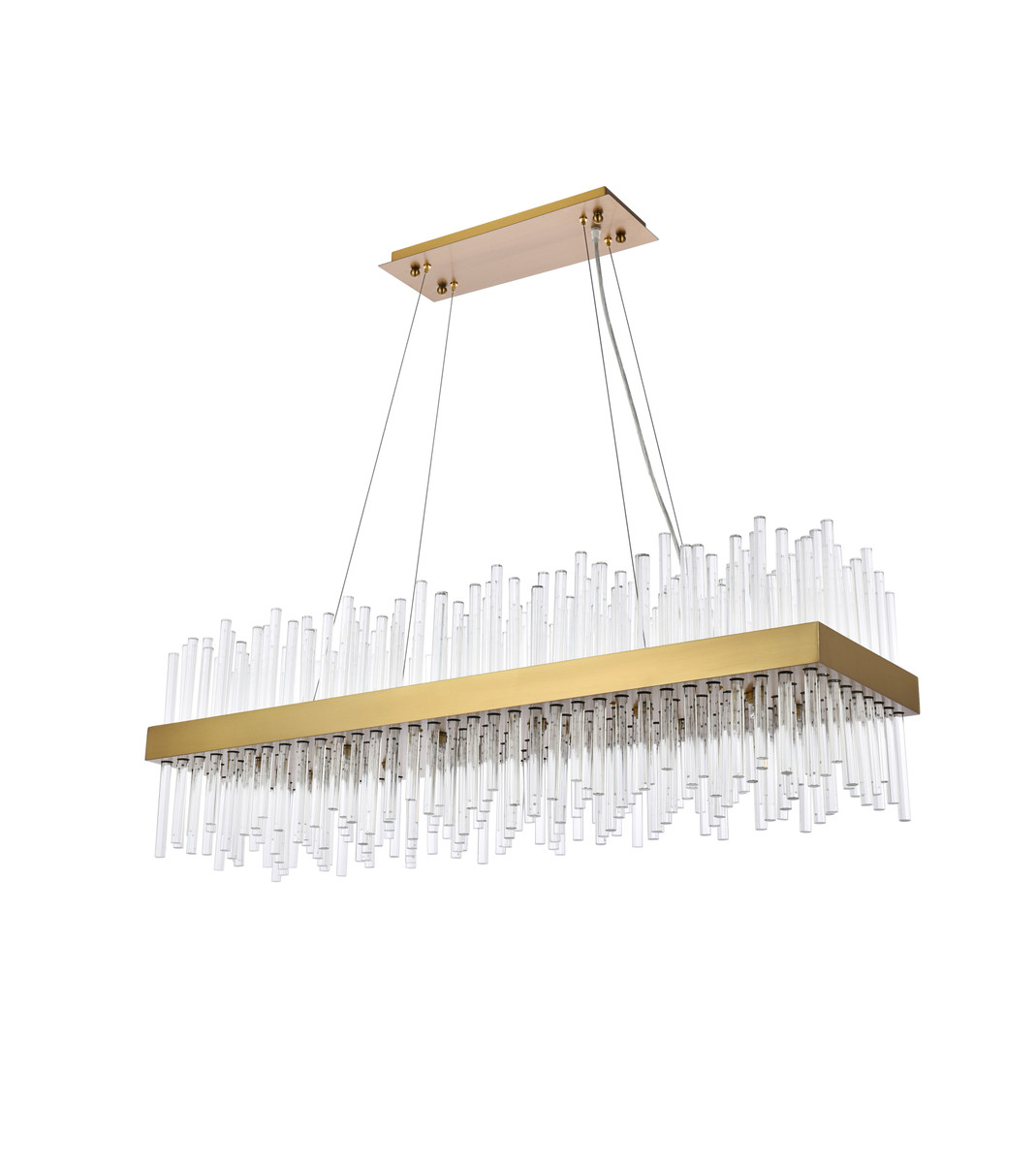 Elegant Lighting 3000G42SG Dallas 42 inch rectangle crystal pendant in satin gold