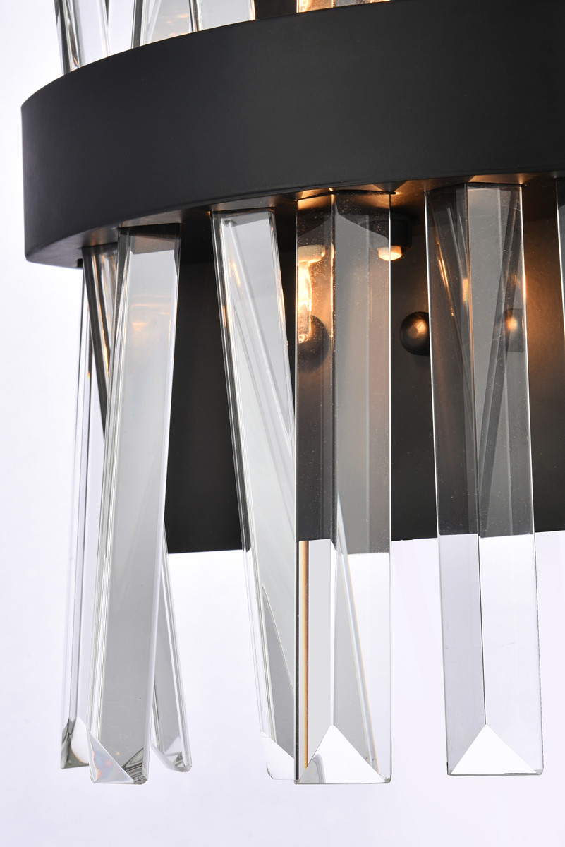 Elegant Lighting 6200W8BK Serephina 8 inch crystal bath sconce in black