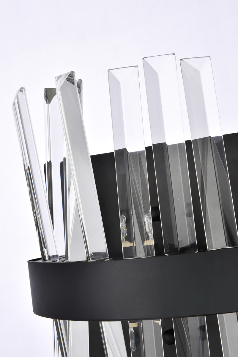 Elegant Lighting 6200W8BK Serephina 8 inch crystal bath sconce in black