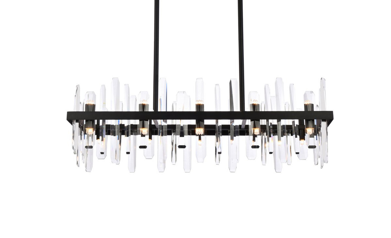 Elegant Lighting 2200G36BK Serena 36 inch crystal rectangle chandelier in black