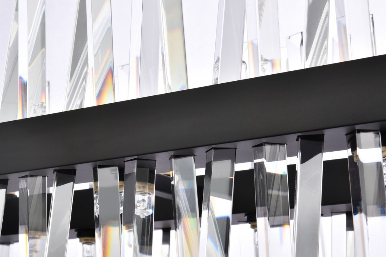 Elegant Lighting 6200G36BK Serephina 36 inch crystal rectangle chandelier light in black