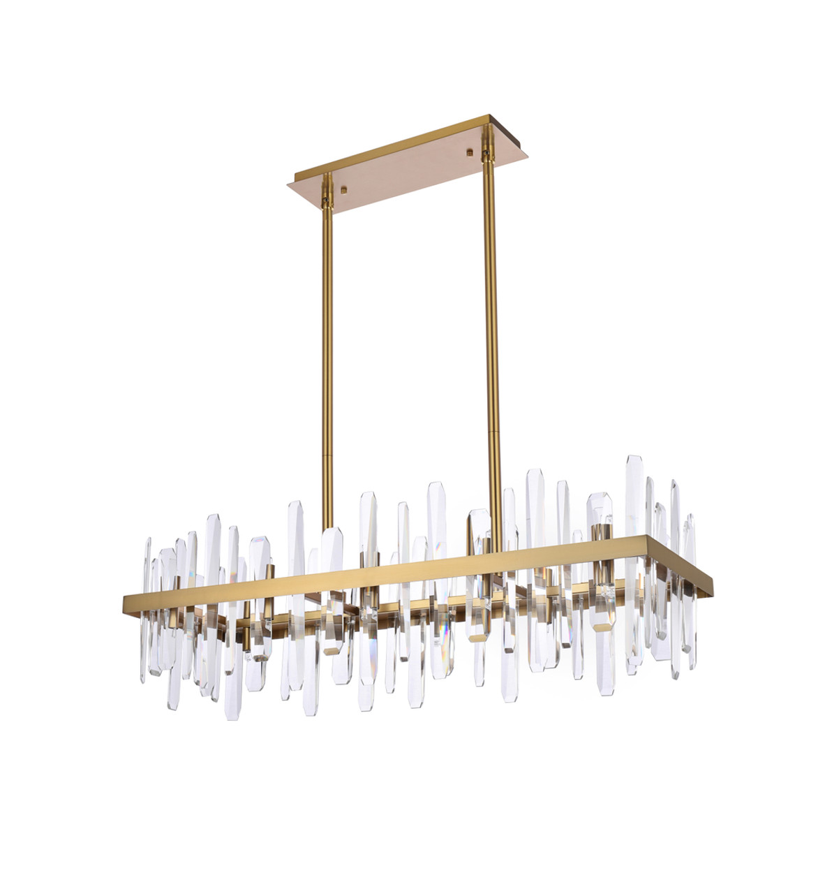 Elegant Lighting 2200G36SG Serena 36 inch crystal rectangle chandelier in satin gold