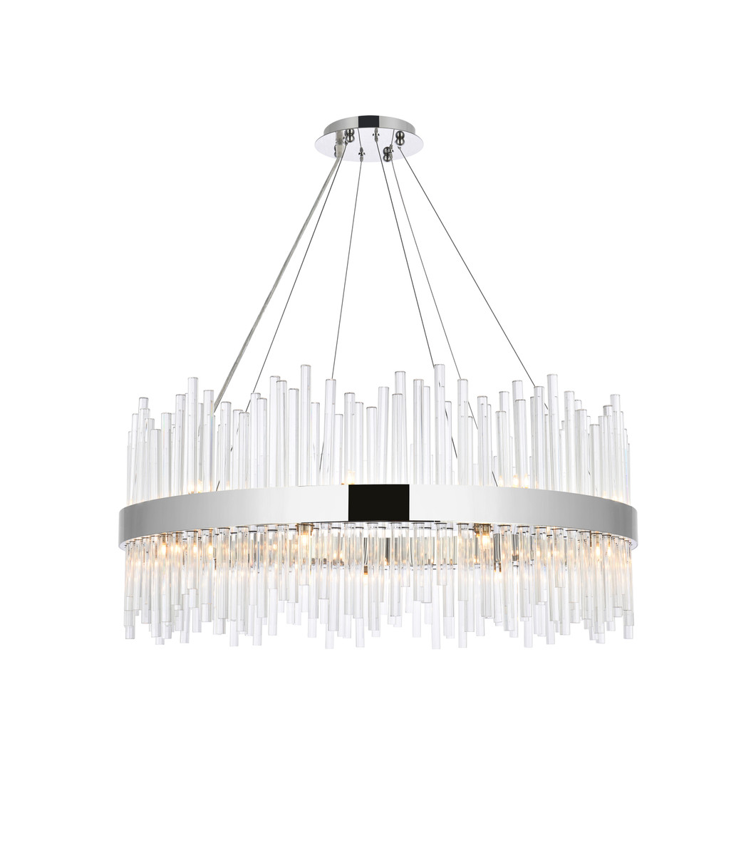 Elegant Lighting 3000D36C Dallas 36 inch round crystal pendant in chrome