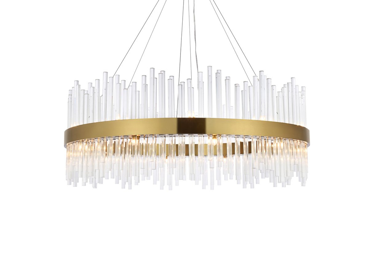 Elegant Lighting 3000D36SG Dallas 36 inch round crystal pendant in satin gold