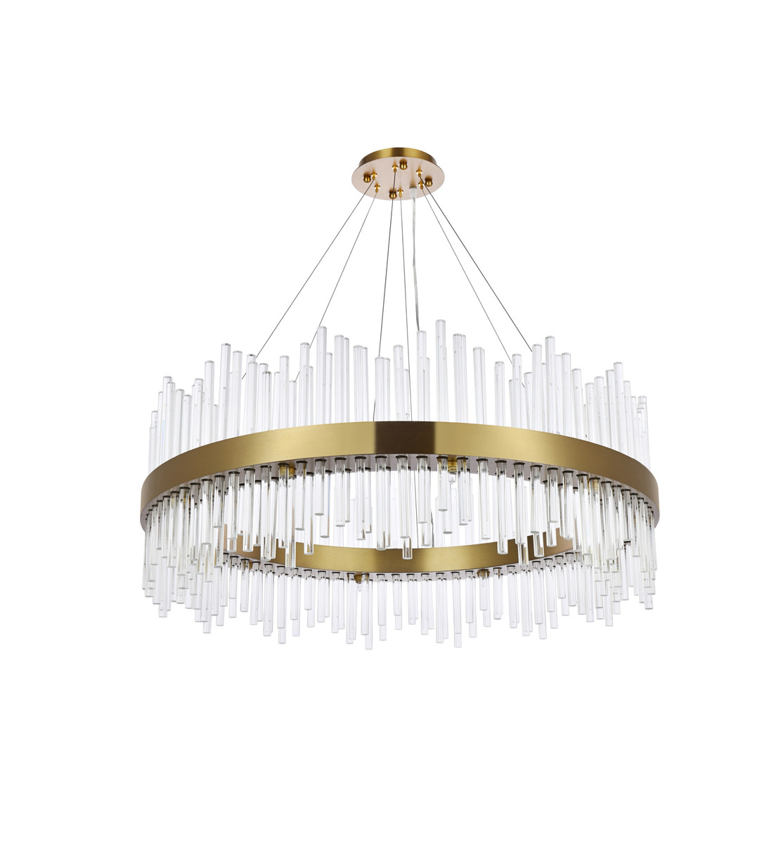 Elegant Lighting 3000D36SG Dallas 36 inch round crystal pendant in satin gold