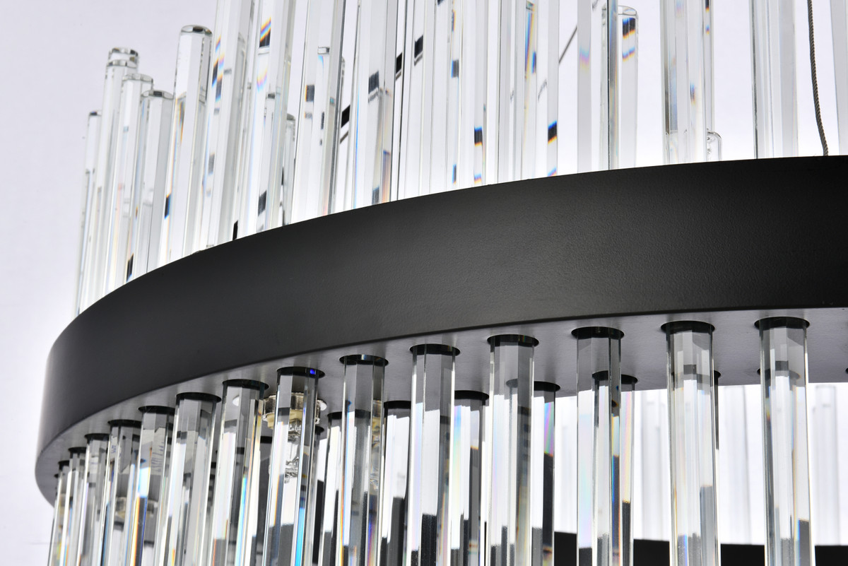 Elegant Lighting 3000D32BK Dallas 32 inch round crystal pendant in black