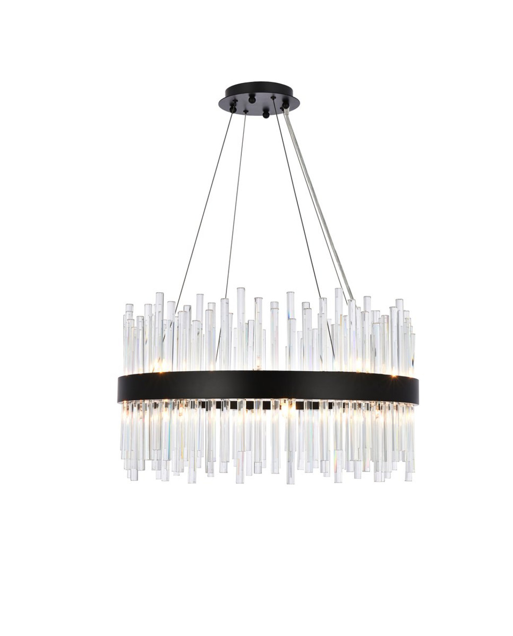 Elegant Lighting 3000D25BK Dallas 25 inch round crystal pendant in black