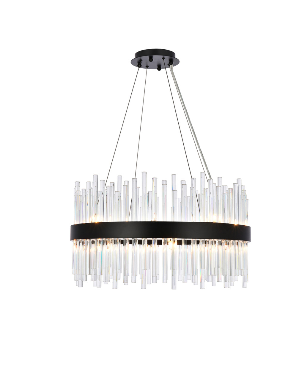 Elegant Lighting 3000D25BK Dallas 25 inch round crystal pendant in black