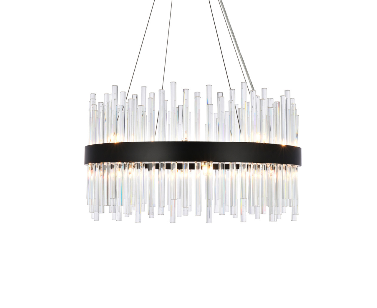 Elegant Lighting 3000D25BK Dallas 25 inch round crystal pendant in black