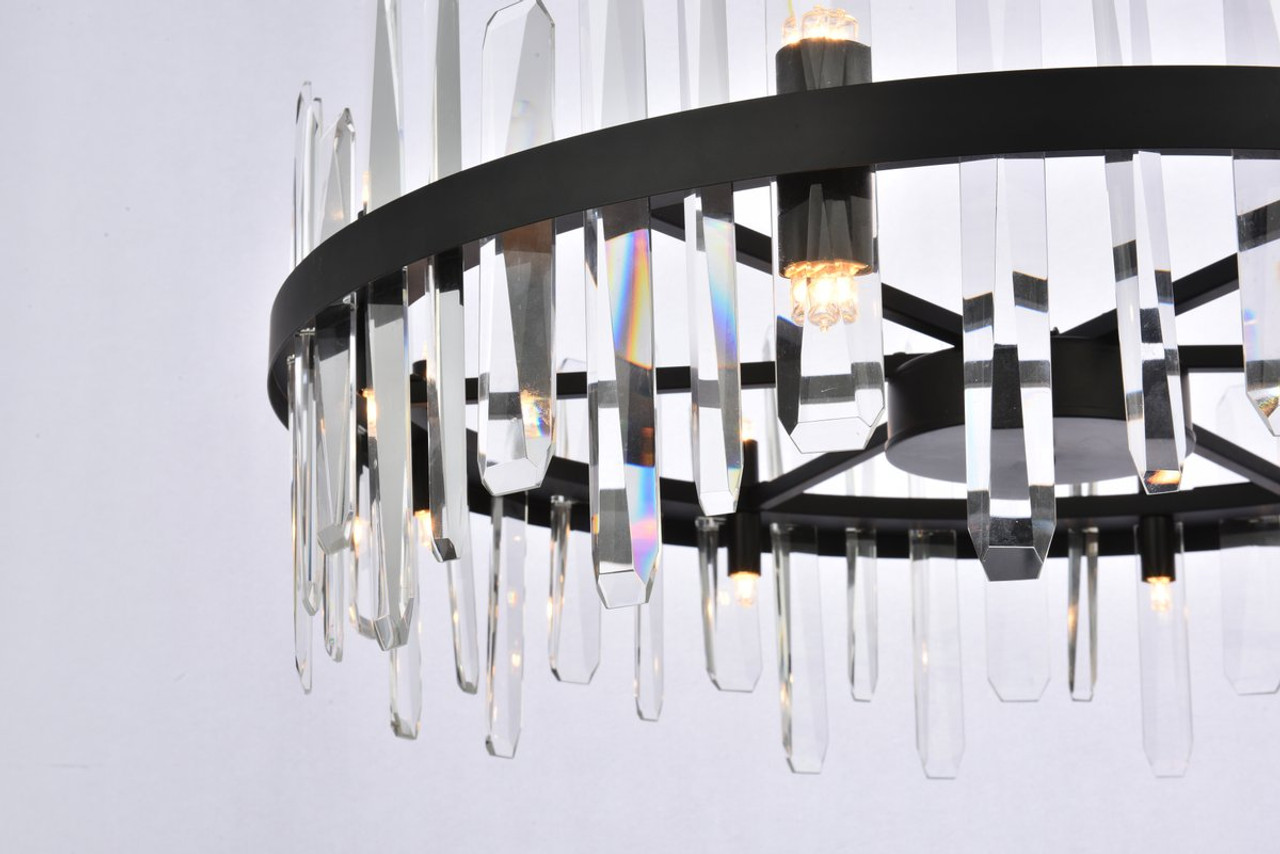 Elegant Lighting 2200D32BK Serena 32 inch crystal round chandelier in black