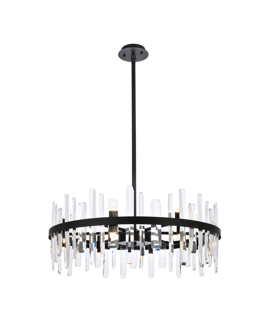 Elegant Lighting 2200D32BK Serena 32 inch crystal round chandelier in black