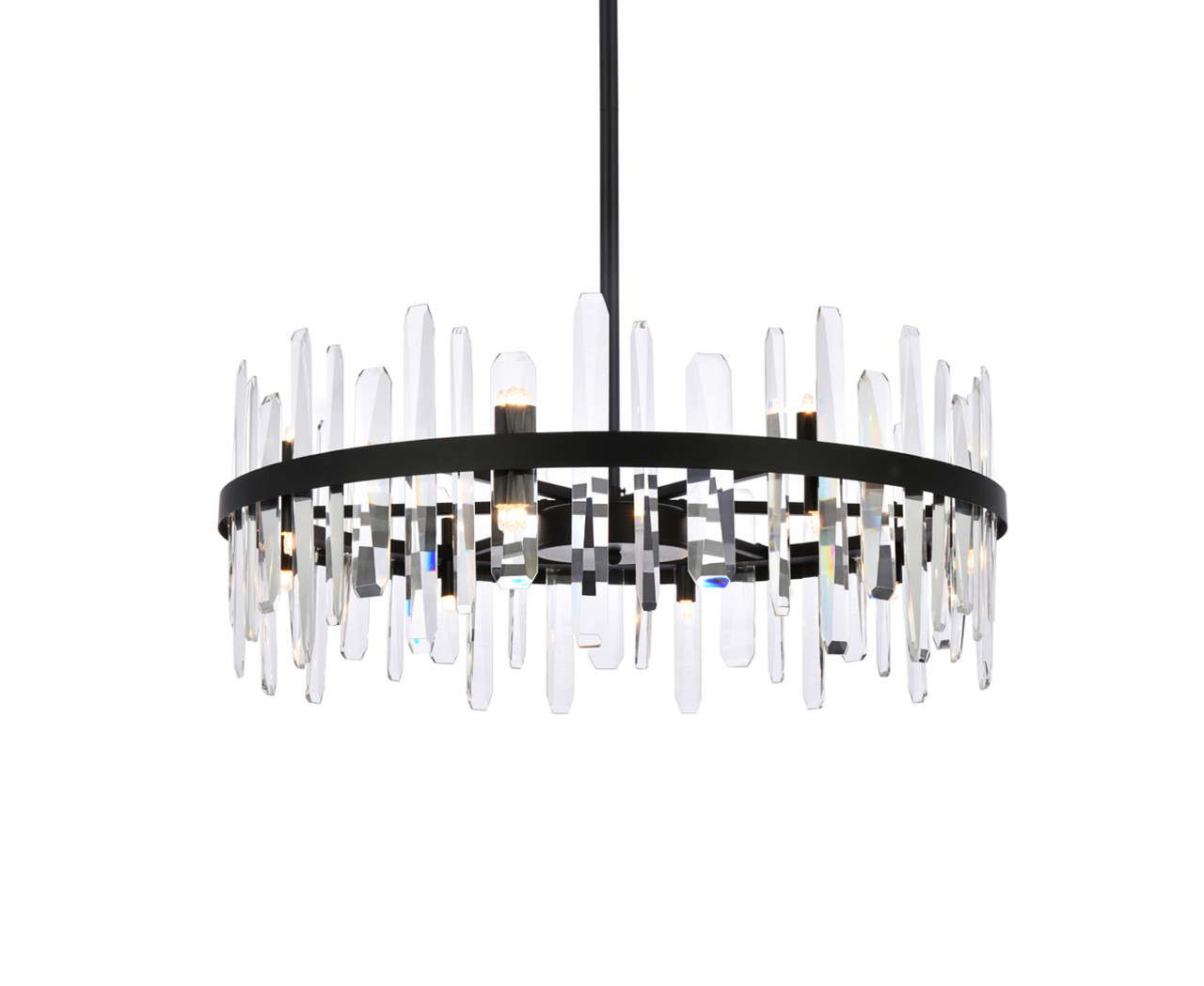 Elegant Lighting 2200D32BK Serena 32 inch crystal round chandelier in black