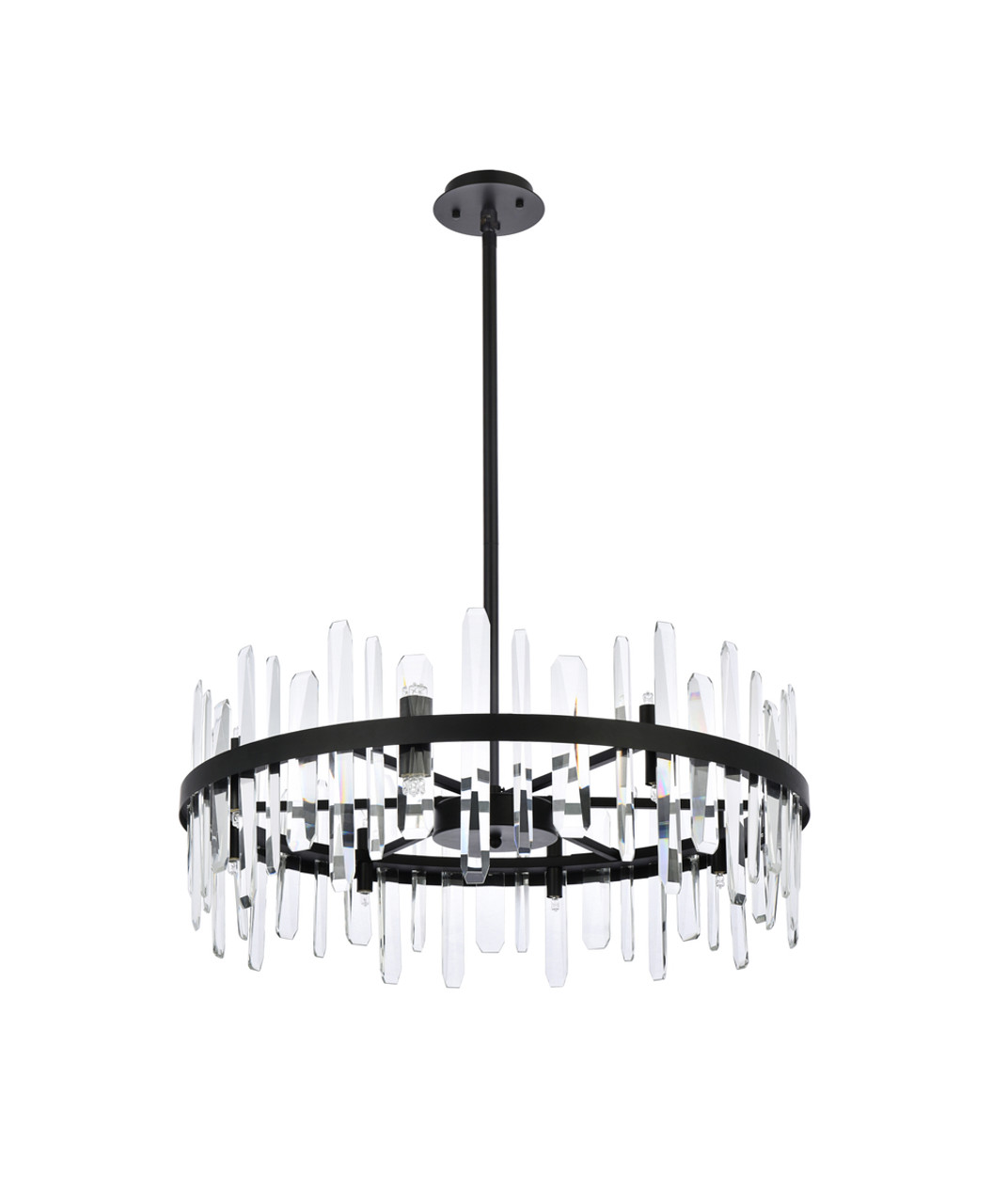 Elegant Lighting 2200D32BK Serena 32 inch crystal round chandelier in black