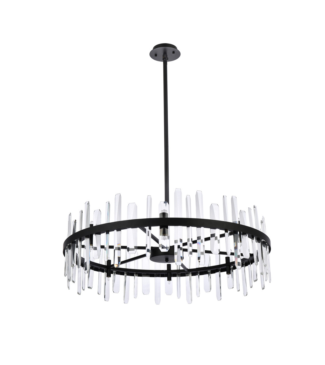 Elegant Lighting 2200D36BK Serena 36 inch crystal round chandelier in black