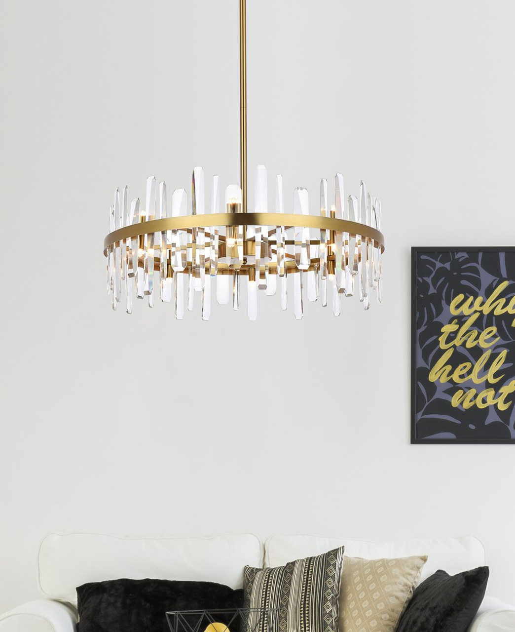 Elegant Lighting 2200D32SG Serena 32 inch crystal round chandelier in satin gold