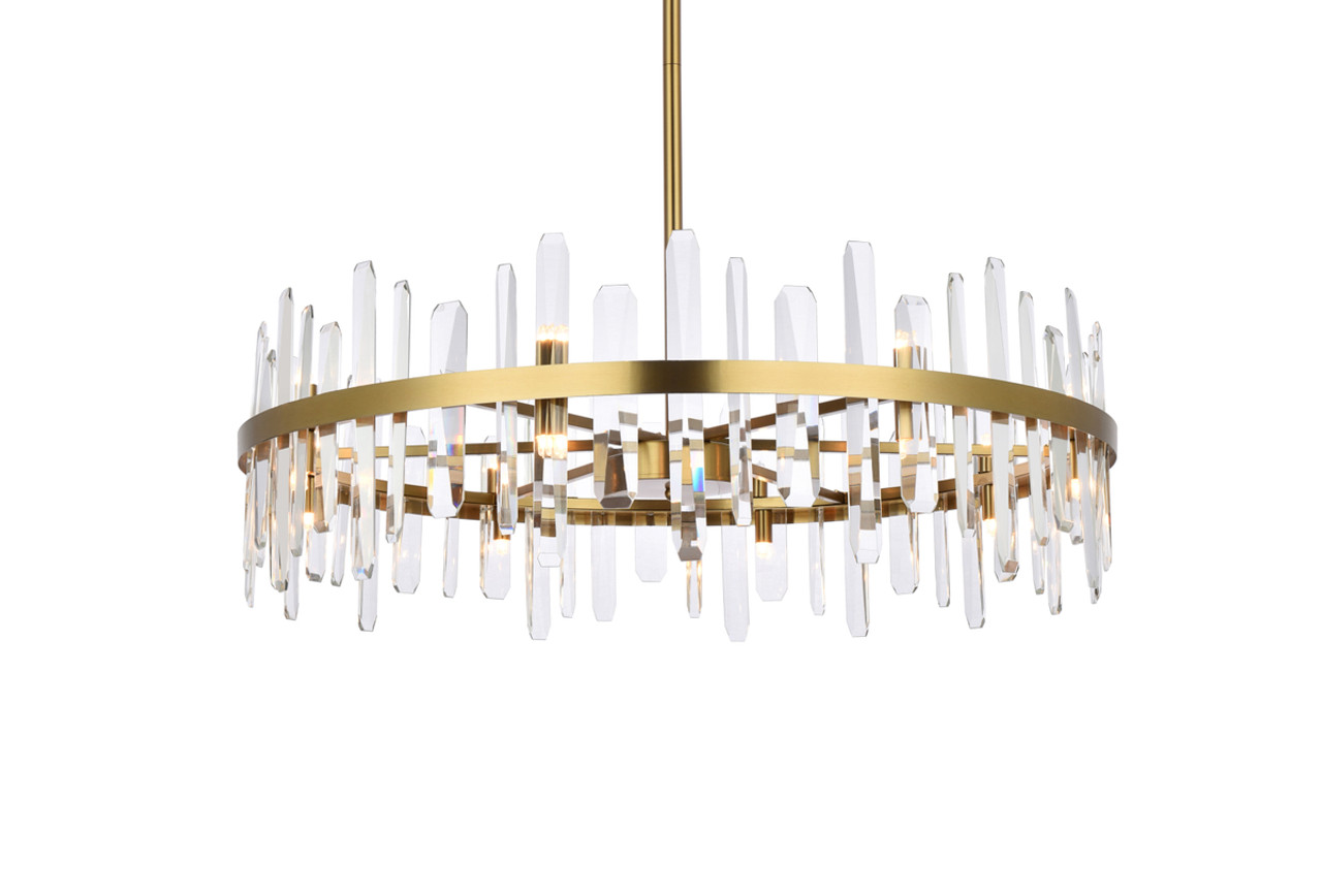 Elegant Lighting 2200D36SG Serena 36 inch crystal round chandelier in satin gold