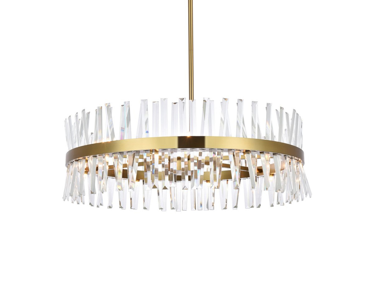 Elegant Lighting 6200D36SG Serephina 36 inch crystal round chandelier light in satin gold