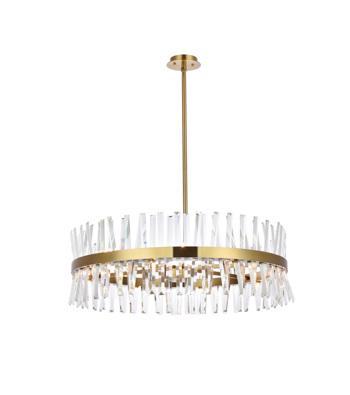 Elegant Lighting 6200D36SG Serephina 36 inch crystal round chandelier light in satin gold