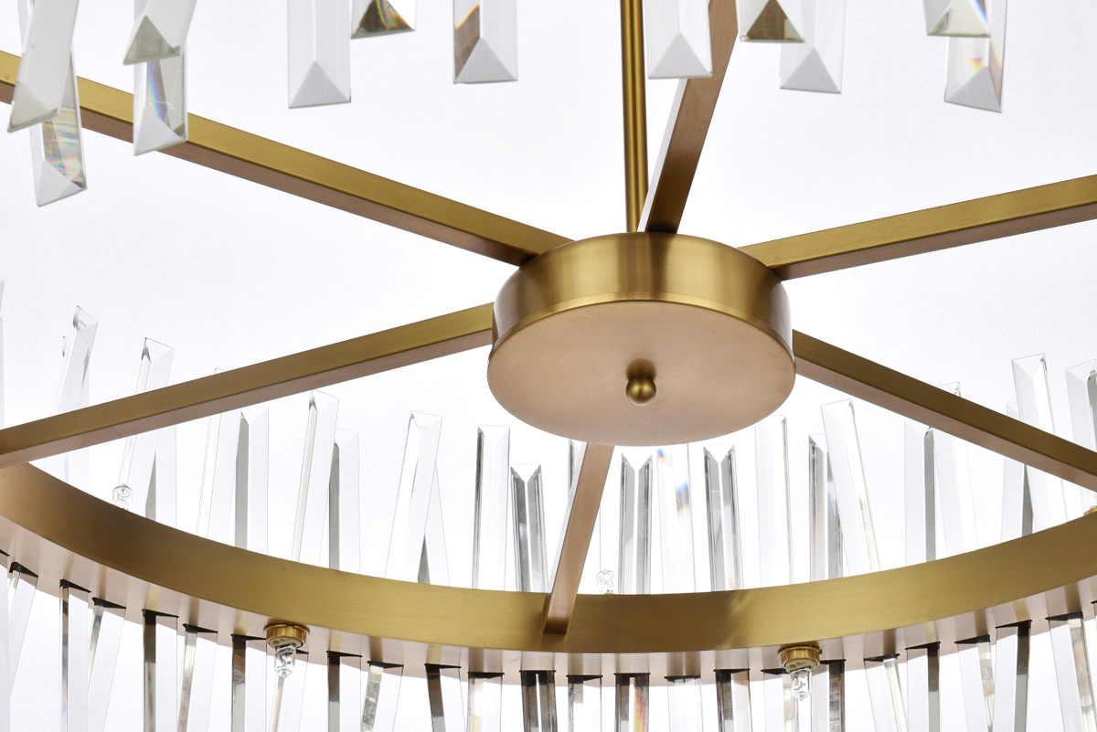 Elegant Lighting 6200D36SG Serephina 36 inch crystal round chandelier light in satin gold