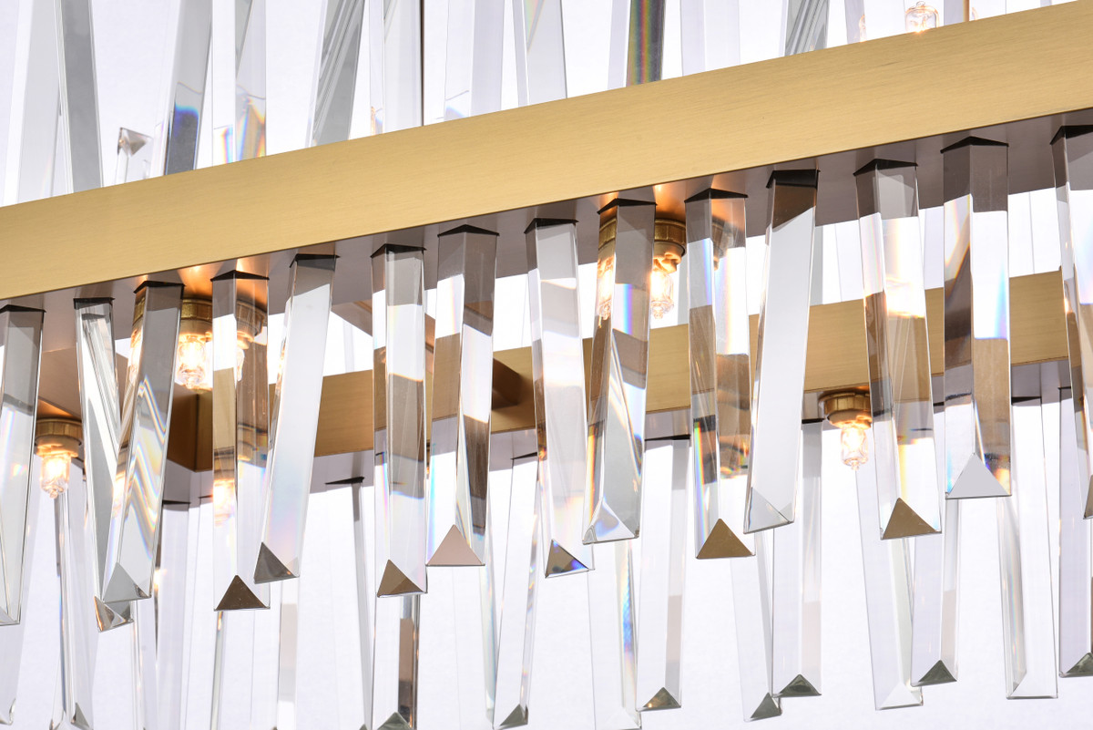 Elegant Lighting 6200G30SG Serephina 30 inch crystal rectangle chandelier light in satin gold