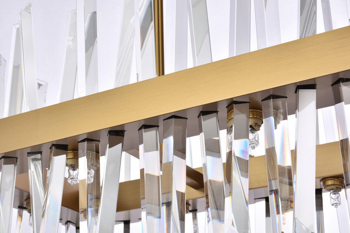 Elegant Lighting 6200G30SG Serephina 30 inch crystal rectangle chandelier light in satin gold