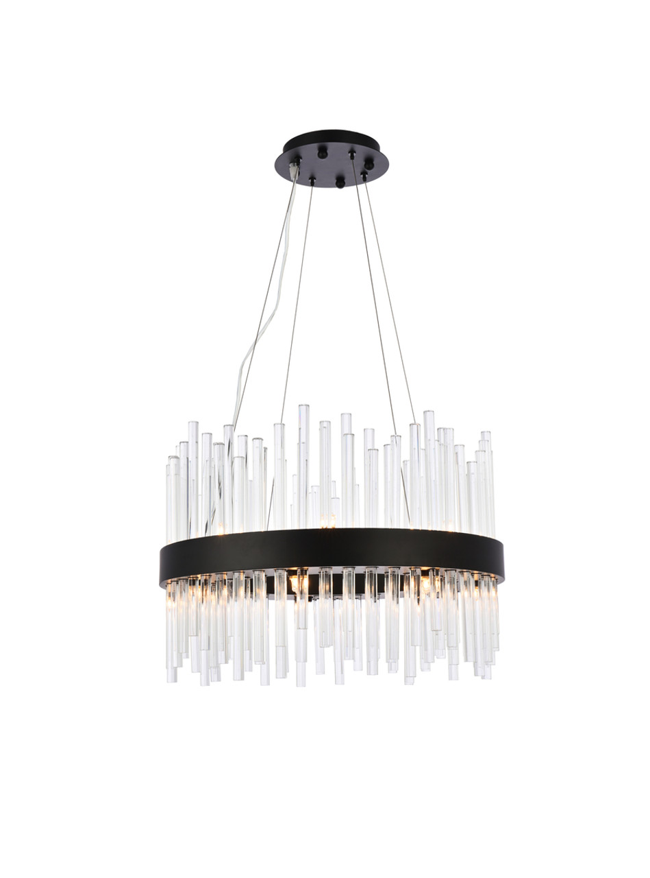 Elegant Lighting 3000D20BK Dallas 20 inch round crystal pendant in black