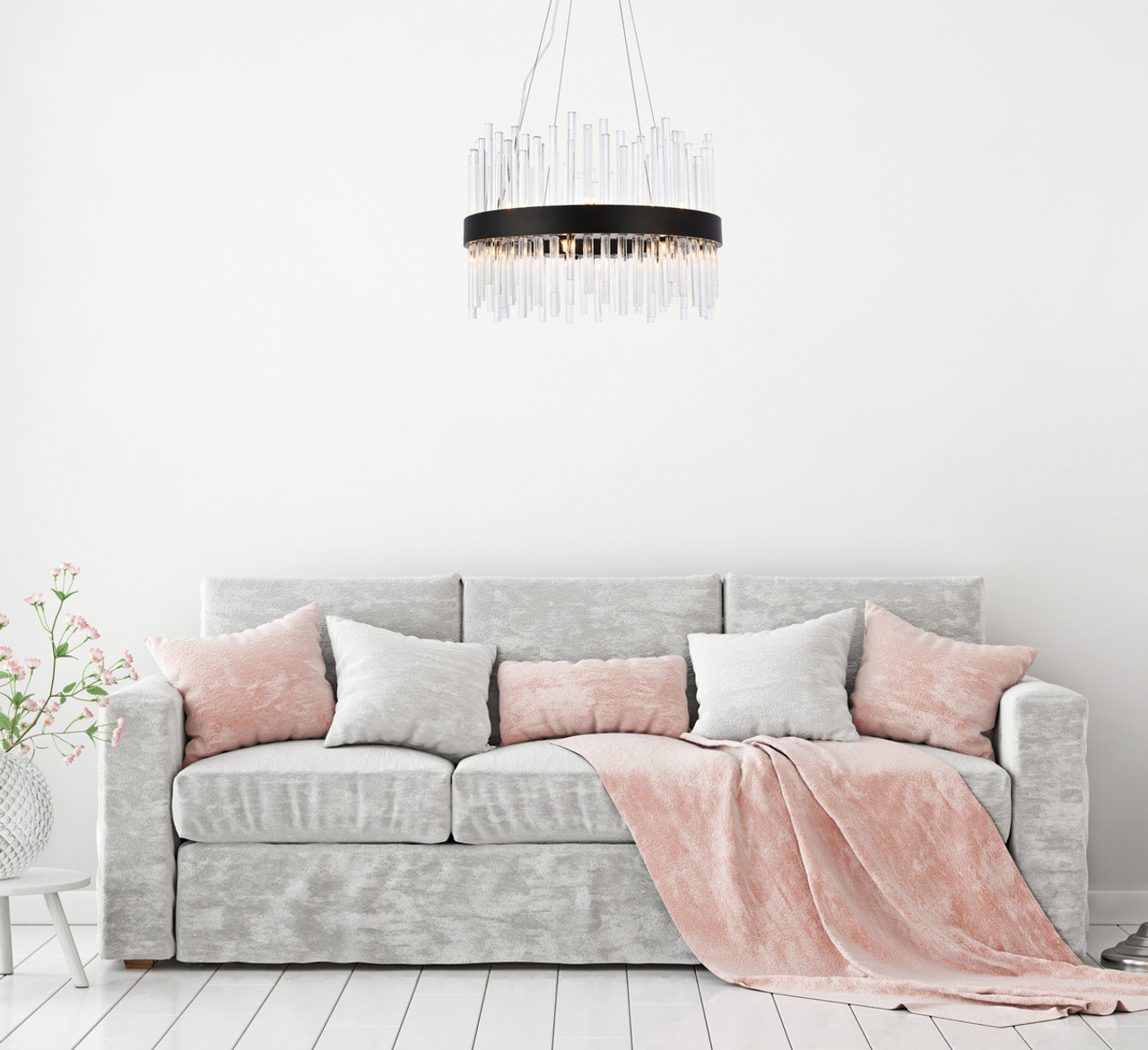 Elegant Lighting 3000D20BK Dallas 20 inch round crystal pendant in black Elegant Lighting 3000D20BK Dallas 20 inch round crystal pendant in black