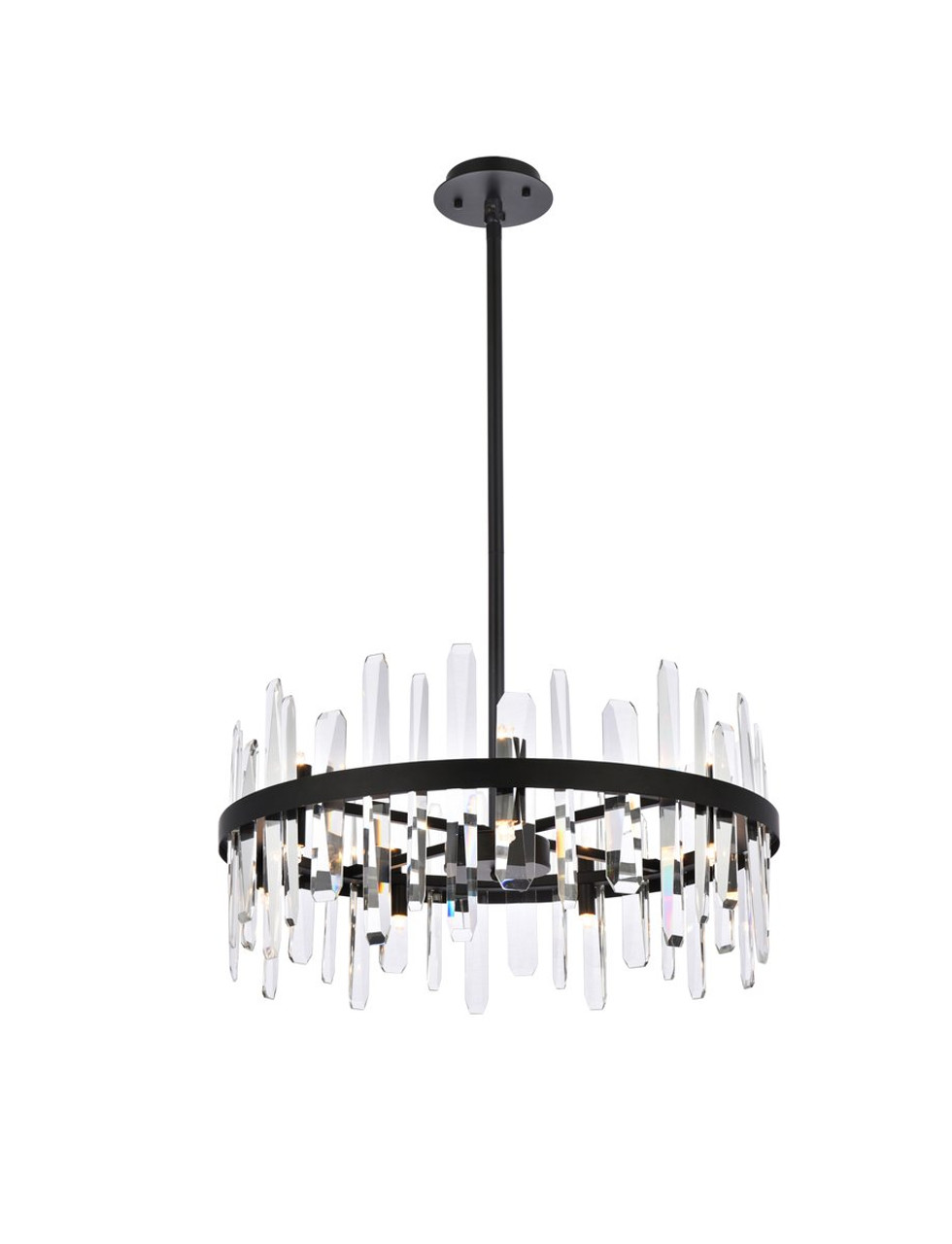 Elegant Lighting 2200D25BK Serena 25 inch crystal round pendant in black