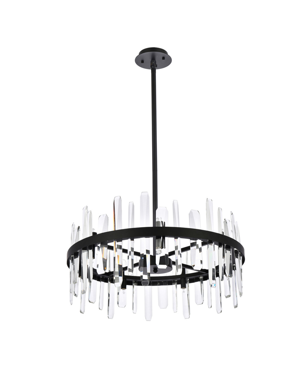 Elegant Lighting 2200D25BK Serena 25 inch crystal round pendant in black