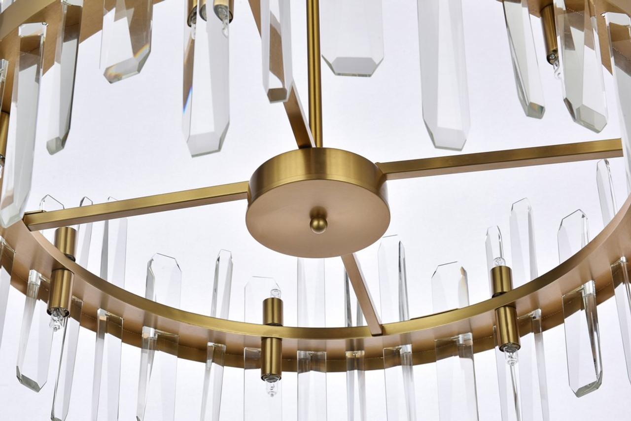 Elegant Lighting 2200D25SG Serena 25 inch crystal round pendant in satin gold