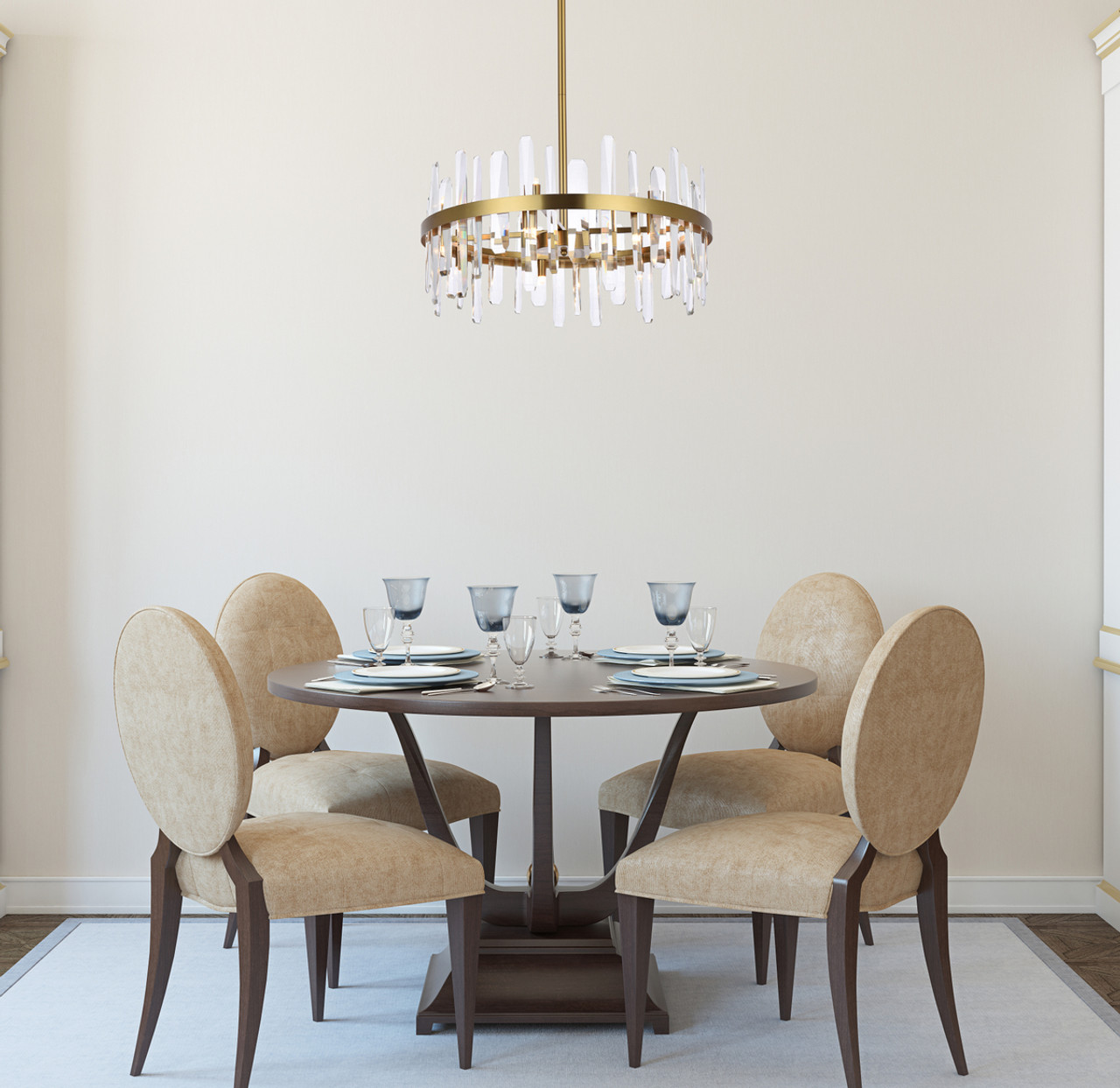 Elegant Lighting 2200D25SG Serena 25 inch crystal round pendant in satin gold