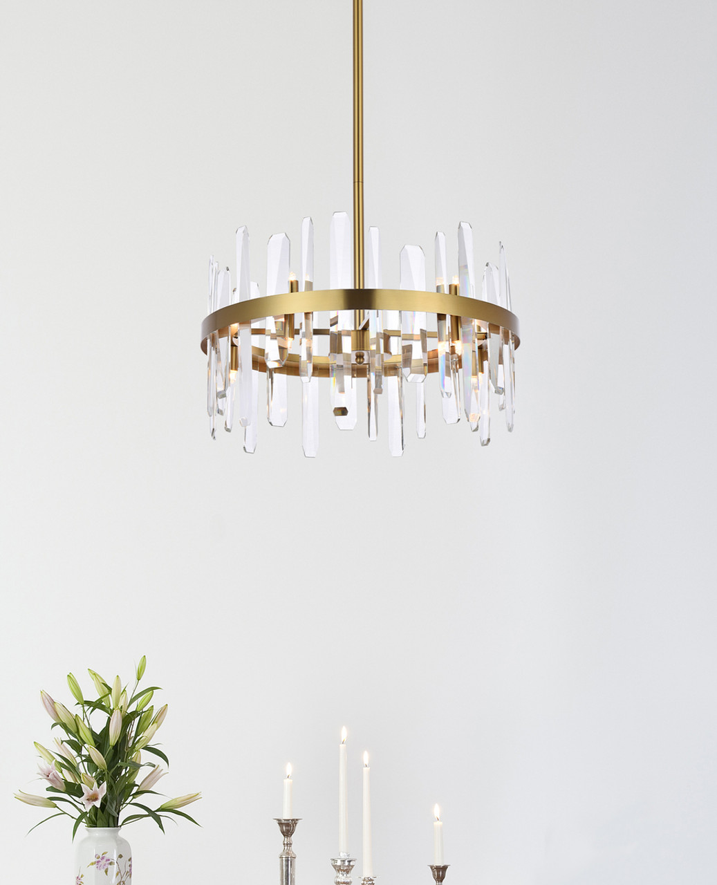 Elegant Lighting 2200D20SG Serena 20 inch crystal round pendant in satin gold Elegant Lighting 2200D20SG Serena 20 inch crystal round pendant in satin gold