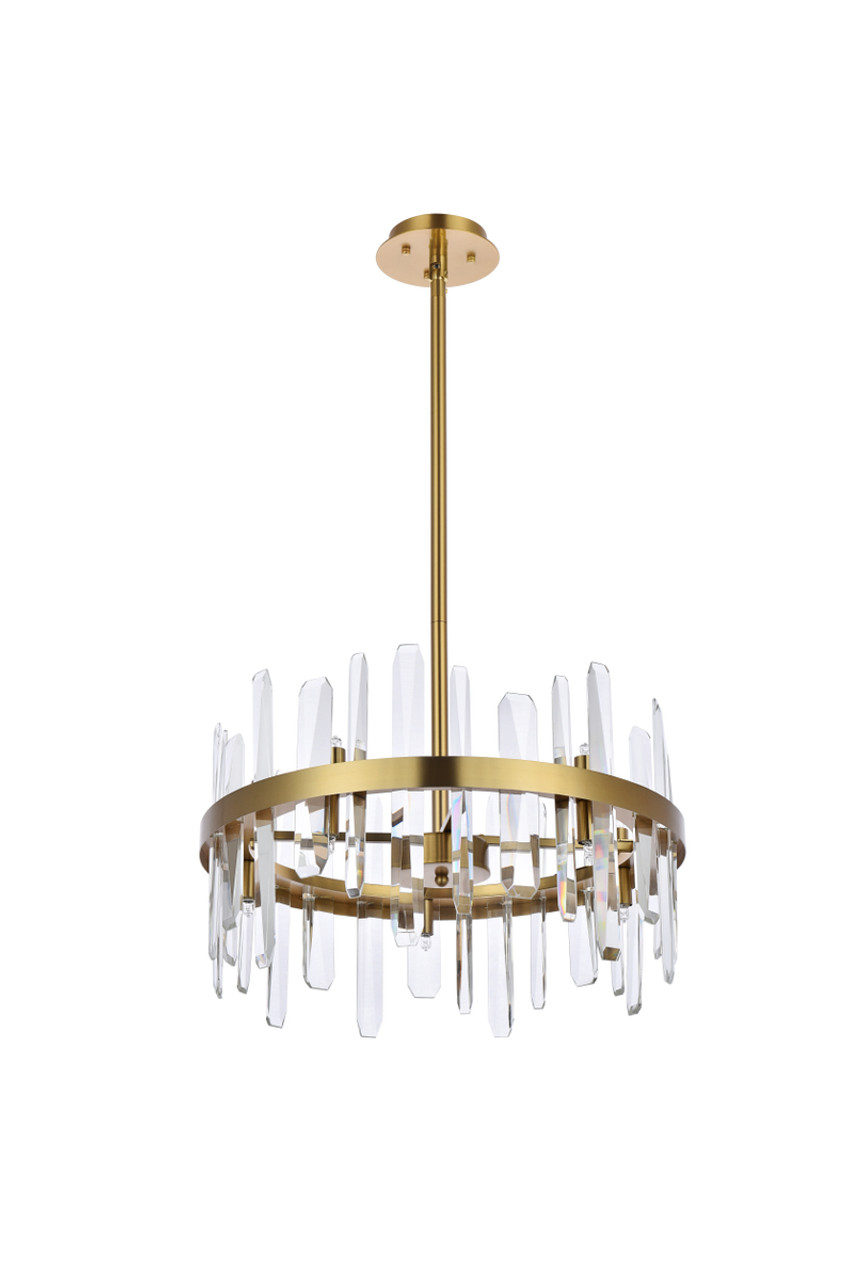 Elegant Lighting 2200D20SG Serena 20 inch crystal round pendant in satin gold