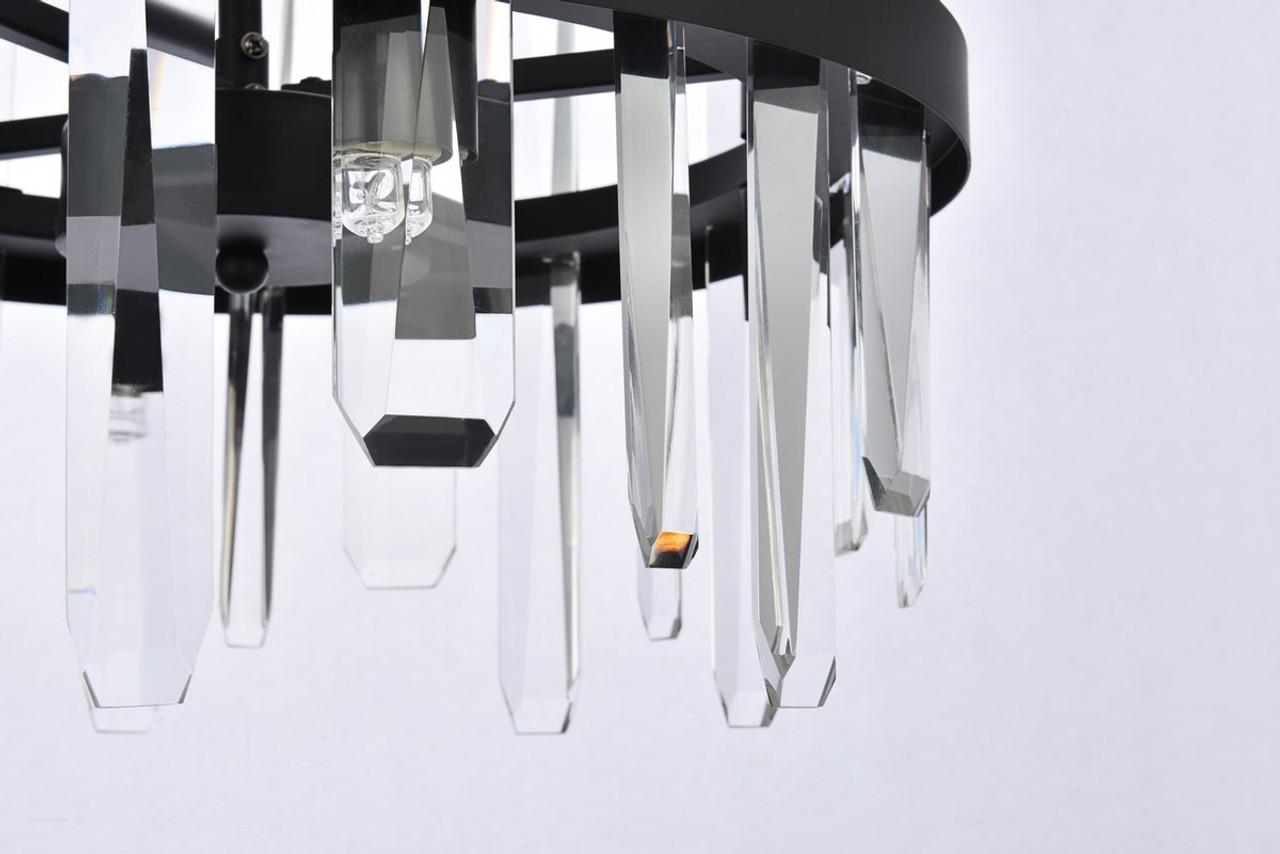 Elegant Lighting 2200D16BK Serena 16 inch crystal round pendant in black