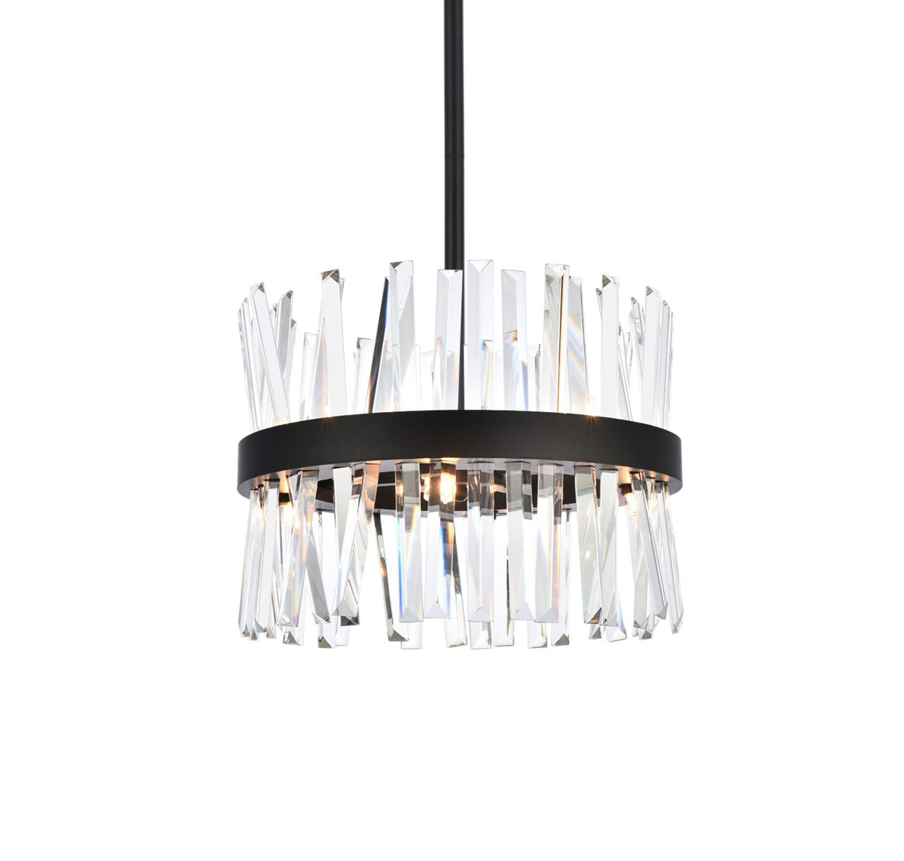 Elegant Lighting 6200D16BK Serephina 16 inch crystal round pendant light in black