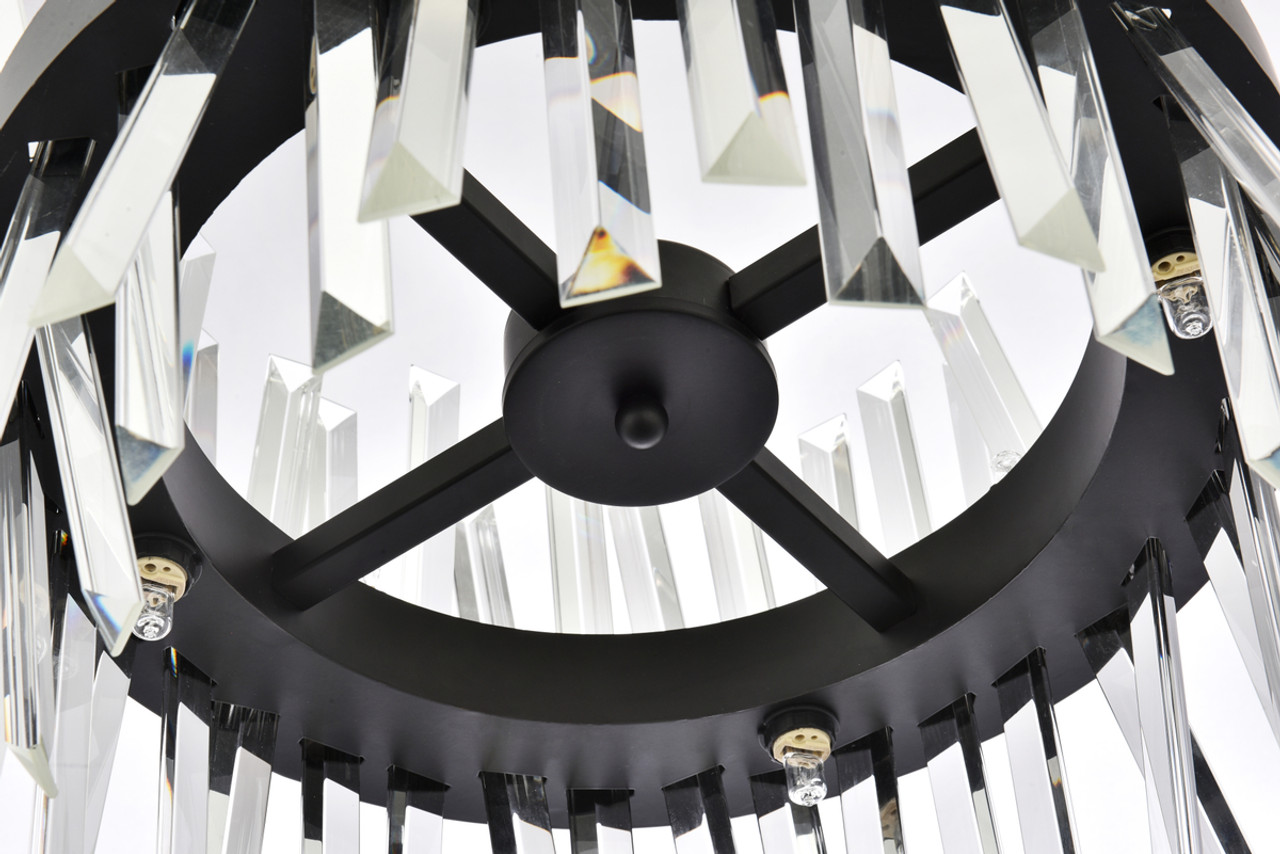 Elegant Lighting 6200D16BK Serephina 16 inch crystal round pendant light in black