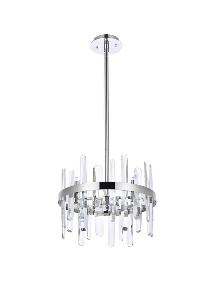 Elegant Lighting 2200D16C Serena 16 inch crystal round pendant in chrome