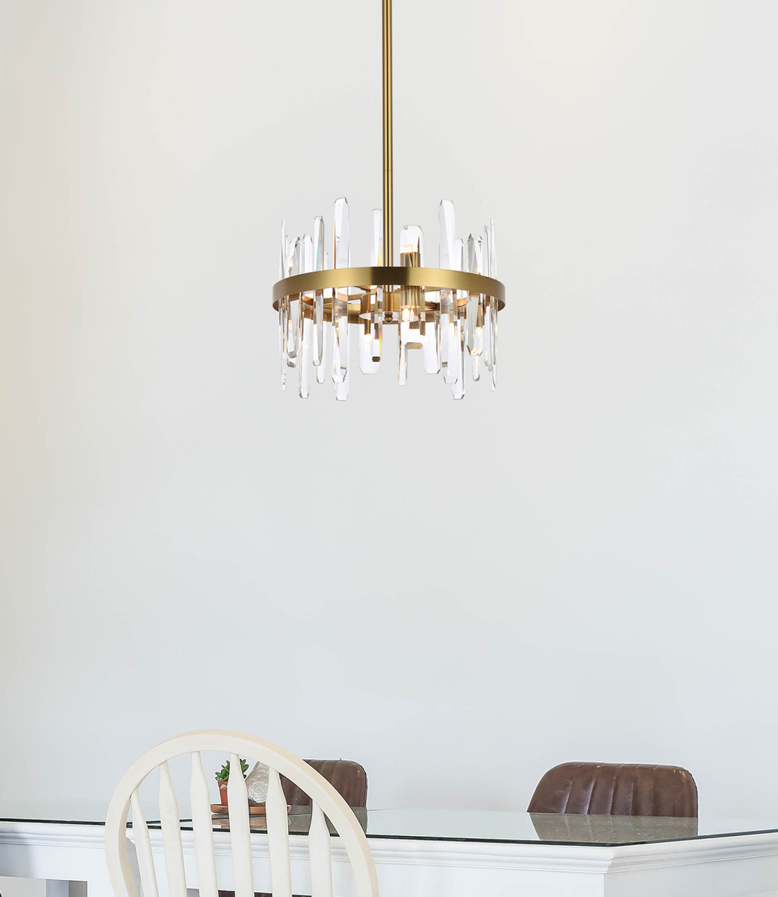 Elegant Lighting 2200D16SG Serena 16 inch crystal round pendant in satin gold Elegant Lighting 2200D16SG Serena 16 inch crystal round pendant in satin gold