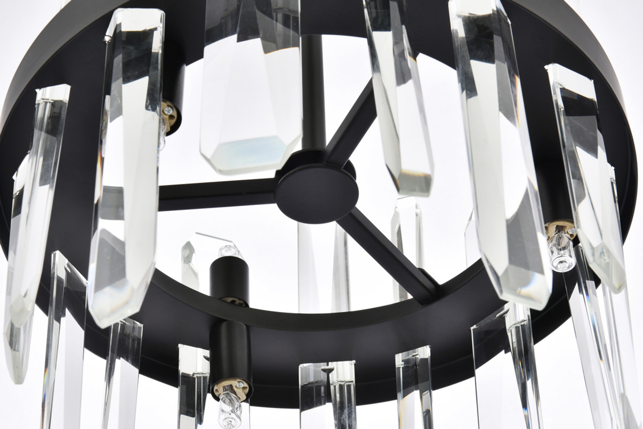 Elegant Lighting 2200D12BK Serena 12 inch crystal round pendant in black