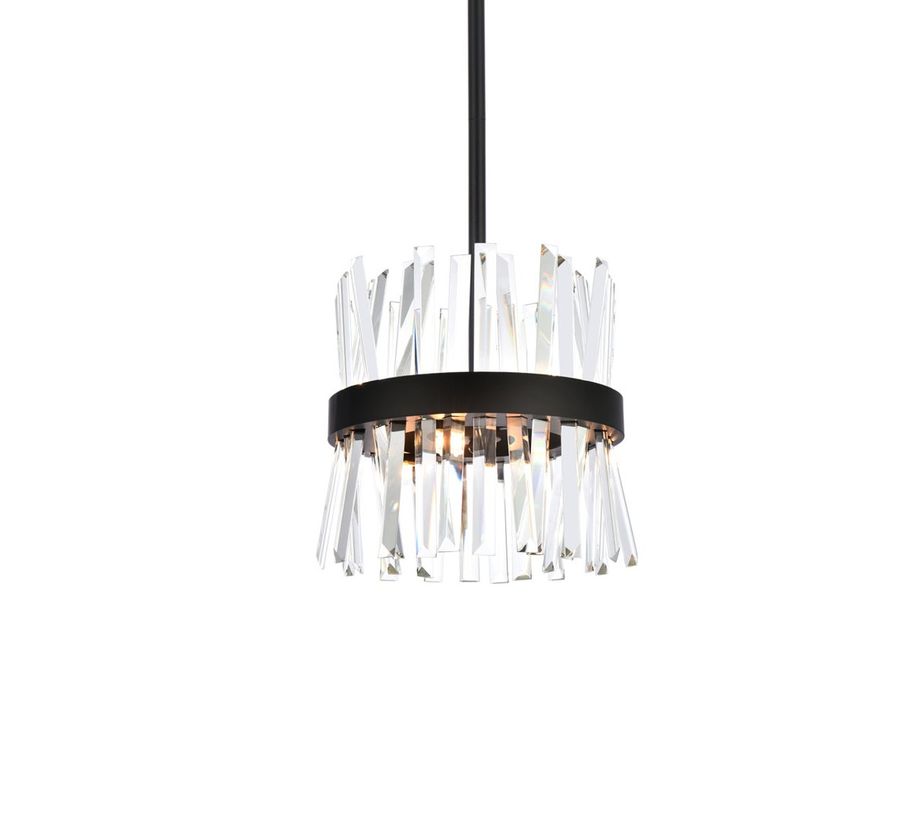 Elegant Lighting 6200D12BK Serephina 12 inch crystal round pendant light in black