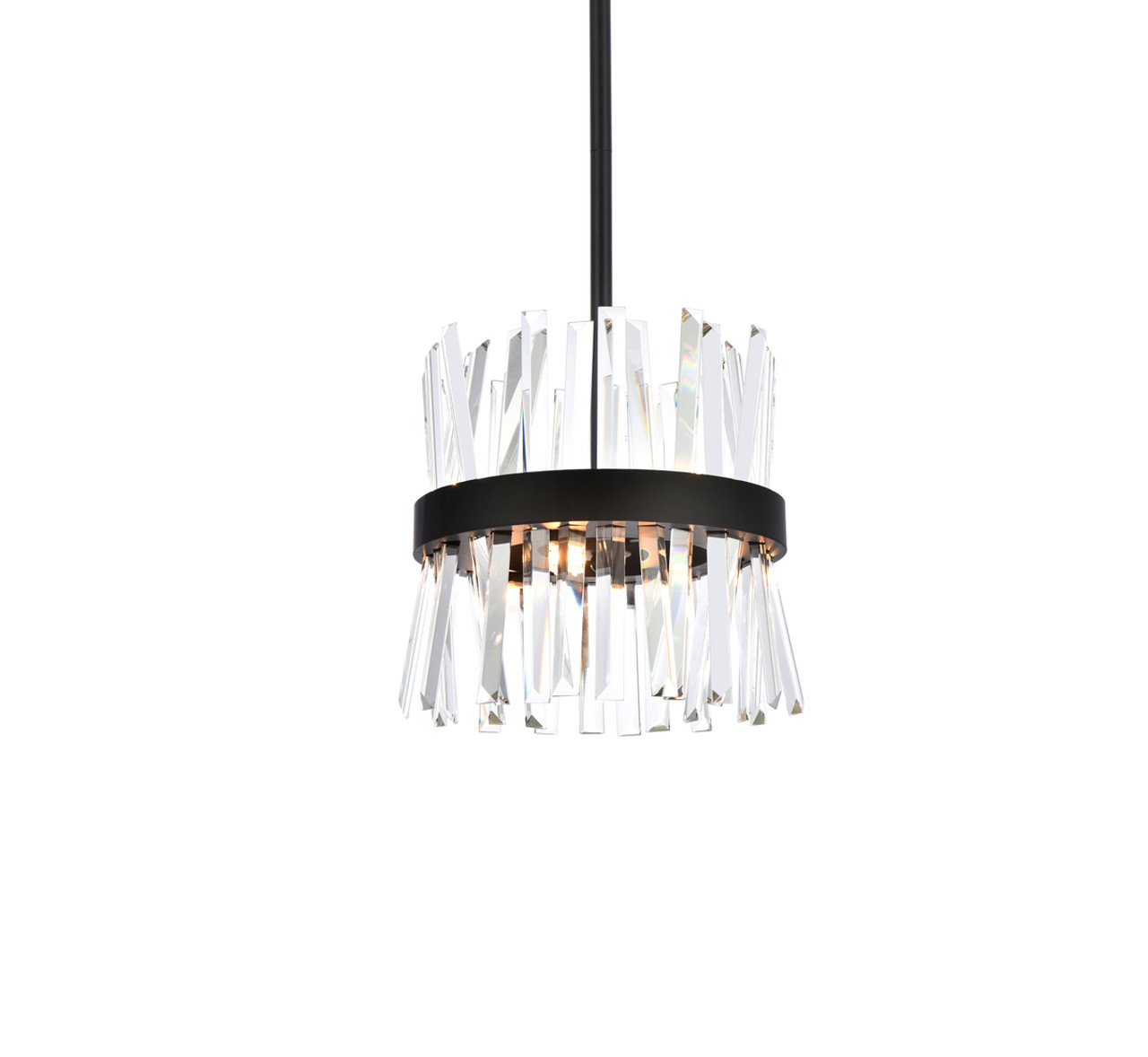 Elegant Lighting 6200D12BK Serephina 12 inch crystal round pendant light in black