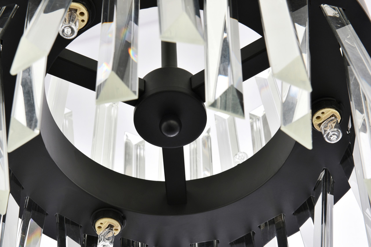 Elegant Lighting 6200D12BK Serephina 12 inch crystal round pendant light in black