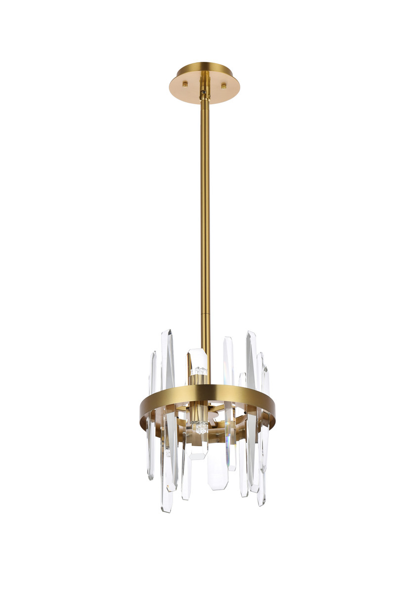 Elegant Lighting 2200D10SG Serena 10 inch crystal round pendant in satin gold