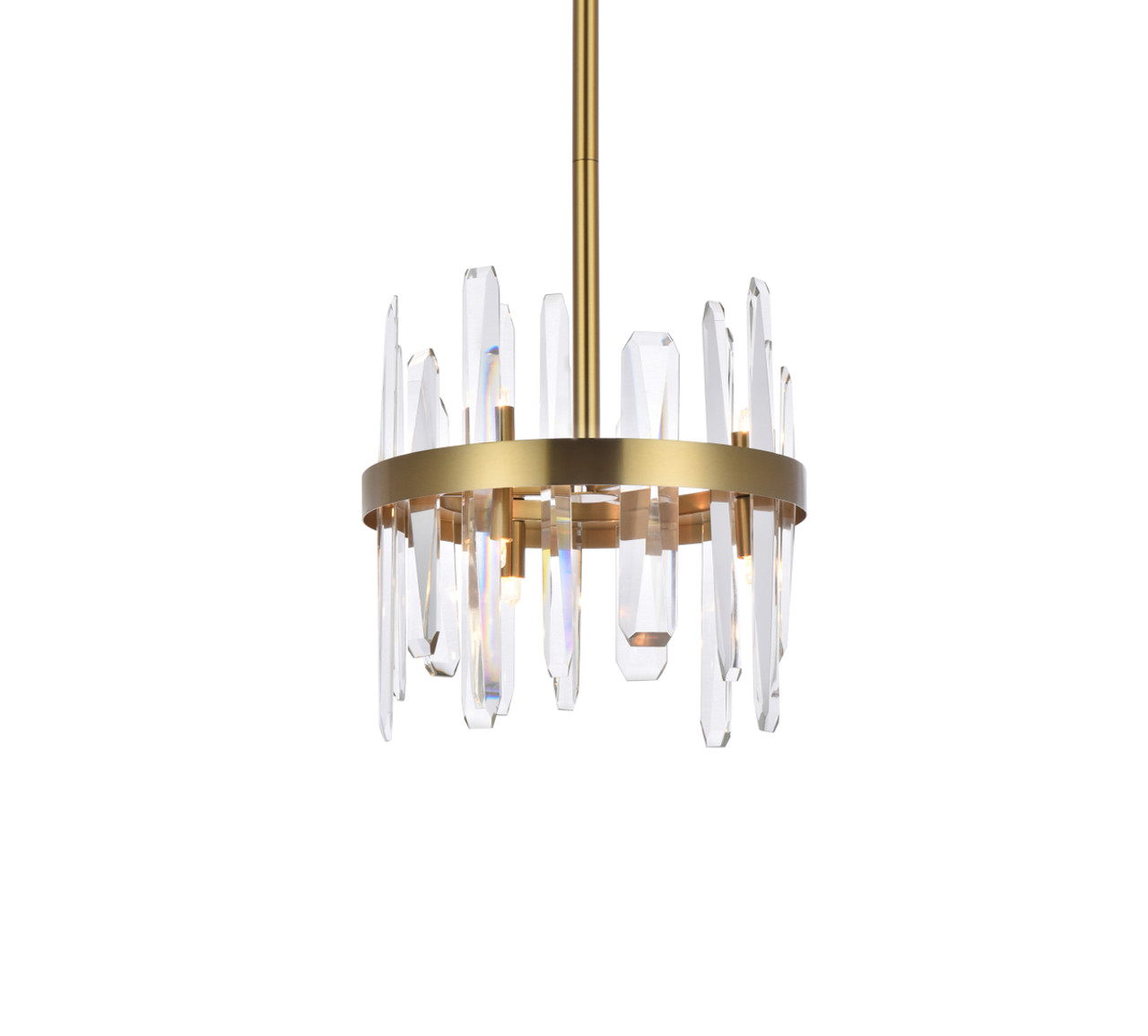 Elegant Lighting 2200D12SG Serena 12 inch crystal round pendant in satin gold