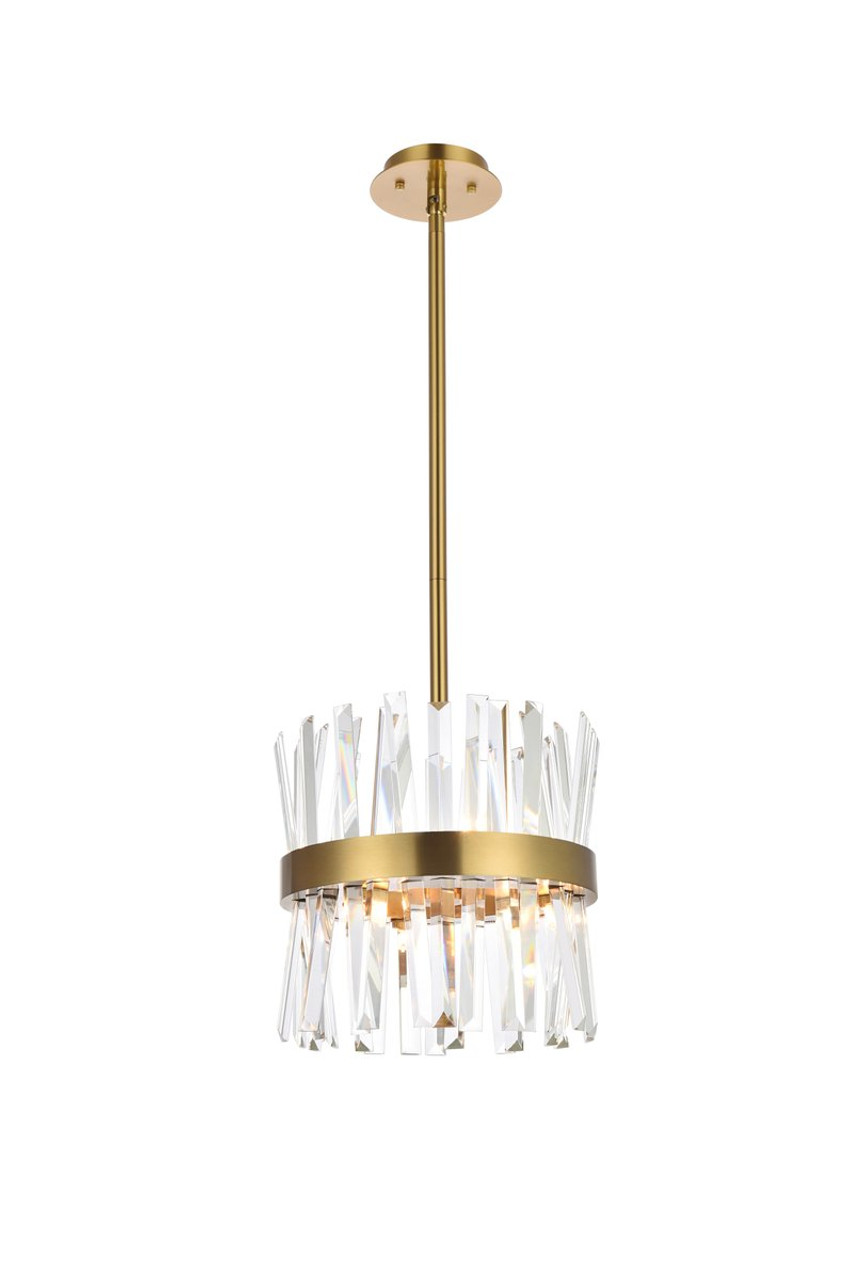 Elegant Lighting 6200D12SG Serephina 12 inch crystal round pendant light in satin gold