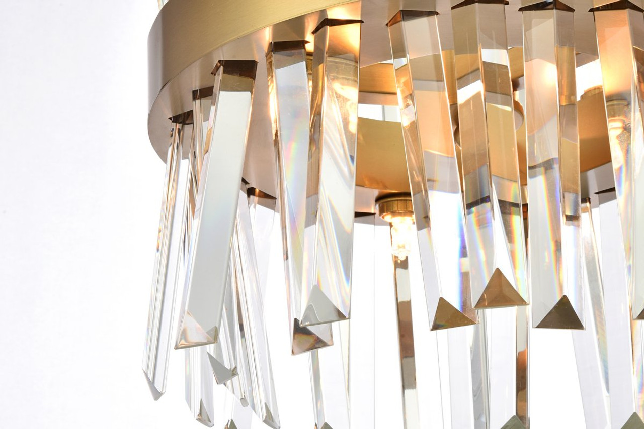 Elegant Lighting 6200D12SG Serephina 12 inch crystal round pendant light in satin gold
