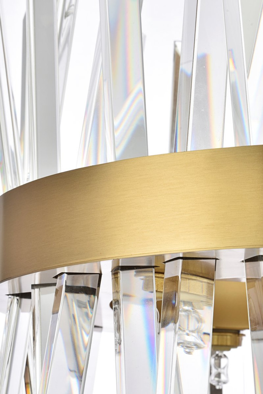 Elegant Lighting 6200D12SG Serephina 12 inch crystal round pendant light in satin gold